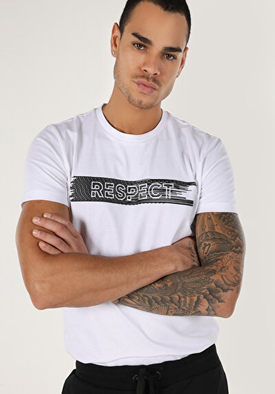 صورة من أبيض للرجال تي شيرت بأكمام قصيرة
