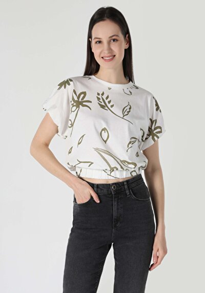 اعرض التفاصيل لـ أبيض للنساء تي شيرت بأكمام قصيرة