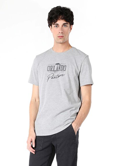 اعرض التفاصيل لـ رمادي للرجال تي شيرت بأكمام قصيرة