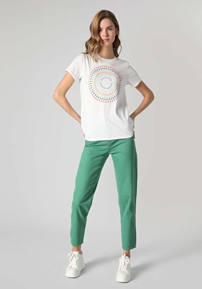 اعرض التفاصيل لـ أبيض للنساء تي شيرت بأكمام قصيرة