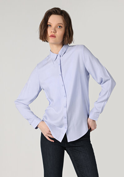 اعرض التفاصيل لـ أرجواني للنساء قميص  كم طويل