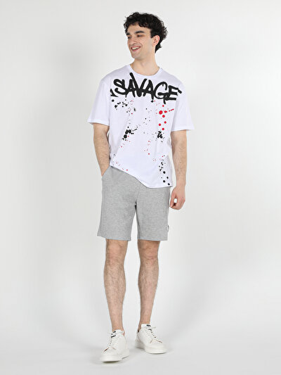 اعرض التفاصيل لـ أبيض للرجال تي شيرت بأكمام قصيرة