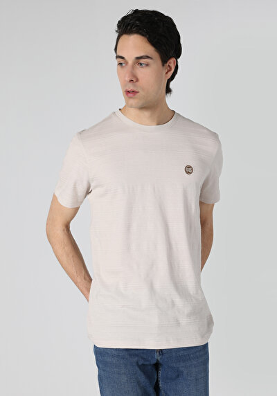 صورة من   رقبة مستديرة مستقيم تي شيرت رجالي حجر كم قصير