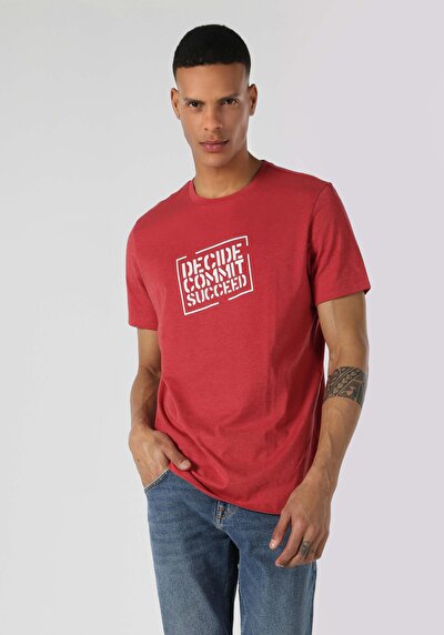 اعرض التفاصيل لـ أحمر للرجال تي شيرت بأكمام قصيرة