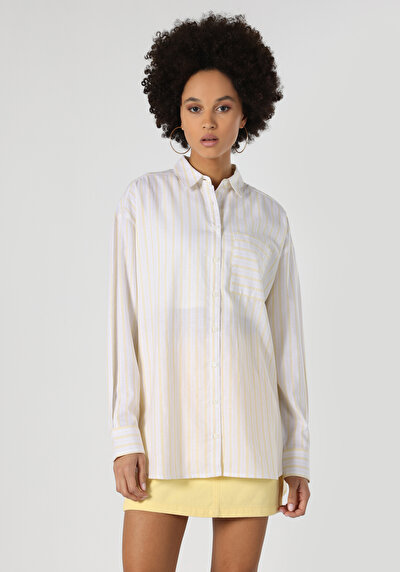 اعرض التفاصيل لـ أصفر للنساء قميص  كم طويل