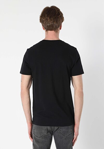 اعرض التفاصيل لـ عادي مقاس رقبة مستديرة مستقيم رجالي أسود كم قصير تي شيرت