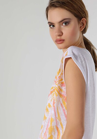 صورة من تناسب منتظم طاقم الرقبة المطبوعة الأبيض نسائي قصيرة الأكمام تي شيرت Cl1063815