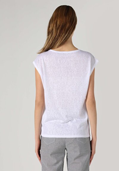 صورة من تناسب منتظم طاقم الرقبة المطبوعة الأبيض نسائي قصيرة الأكمام تي شيرت Cl1063815