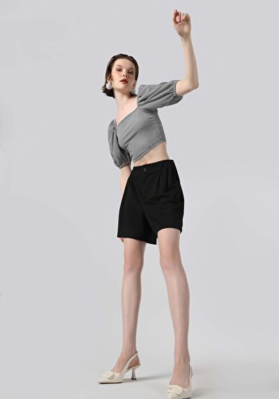 صورة من عادي   الخصر نسائي شورت أسود