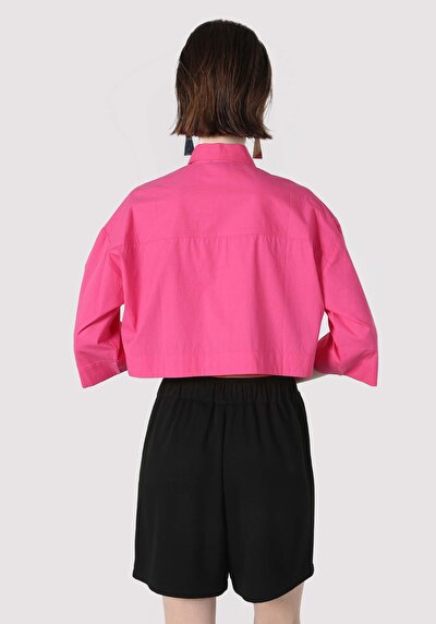 اعرض التفاصيل لـ قميص مريح رقبة مستقيم نسائي وردي 3/4 كم قميص