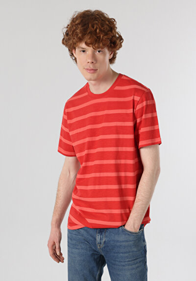 اعرض التفاصيل لـ   رقبة مستديرة مطبوعة رجالي أحمر قصيرة الأكمام تي شيرت