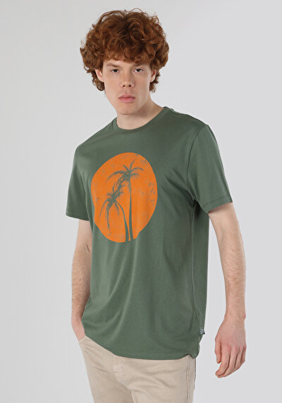 اعرض التفاصيل لـ أخضر للرجال تي شيرت بأكمام قصيرة