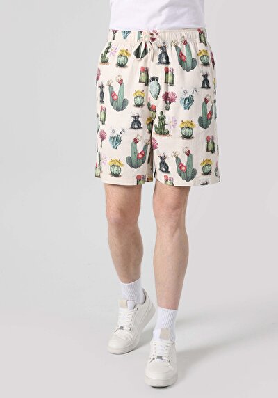 اعرض التفاصيل لـ شورتات رجالية متعددة الألوان مطبوعة بقصة متوسطة الملاءمة