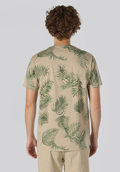 صورة من ياقة بولو عادية مطبوعة رجالي بيج كم قصير تي شيرت