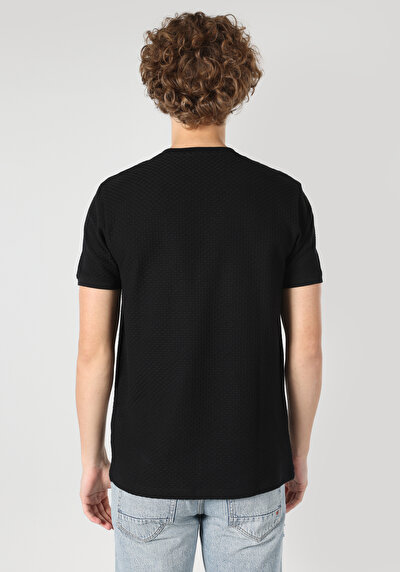 اعرض التفاصيل لـ عادي مقاس رقبة مستديرة مستقيم رجالي أسود كم قصير تي شيرت