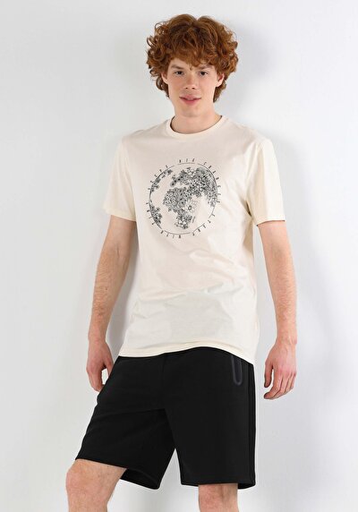 صورة من رقبة مستديرة مستقيم رجالي إيكرو كم قصير تي شيرت