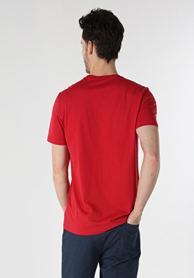 اعرض التفاصيل لـ   رقبة مستديرة مستقيم رجالي أحمر كم قصير تي شيرت