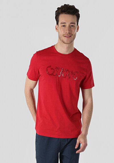 اعرض التفاصيل لـ   رقبة مستديرة مستقيم رجالي أحمر كم قصير تي شيرت