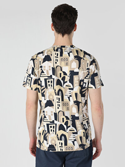 صورة من رقبة مستديرة مطبوعة رجالي بيج كم قصير تي شيرت