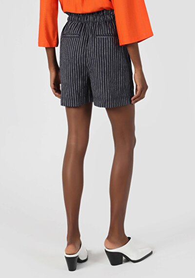 اعرض التفاصيل لـ عادي قصة عالية الخصر نسائي شورت أزرق داكن