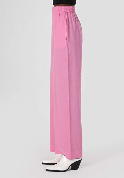 اعرض التفاصيل لـ   ارتفاع الخصر ساق واسعة نسائي السراويل الوردي