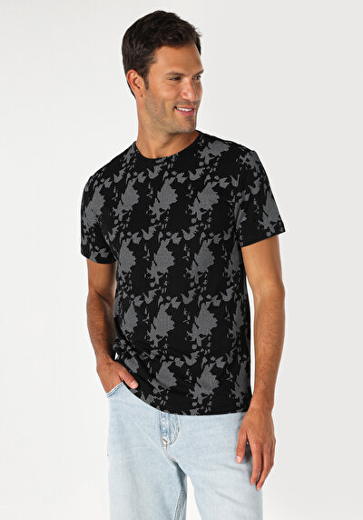 اعرض التفاصيل لـ   رقبة مستديرة مطبوعة رجالي أسود قصيرة الأكمام تي شيرت