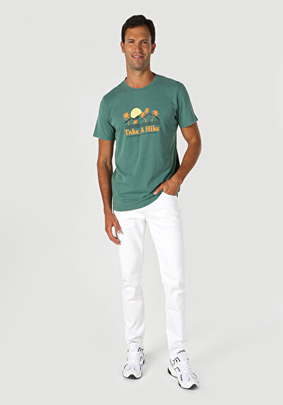 اعرض التفاصيل لـ   رقبة مستديرة مطبوعة رجالي أخضر كم قصير تي شيرت