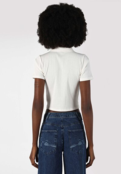 اعرض التفاصيل لـ نحيف  ياقة بولو مستقيم نسائي أبيض كم قصير تي شيرت