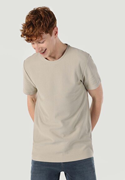 صورة من عادي مقاس رقبة مستديرة جاكار رجالي بيج كم قصير تي شيرت