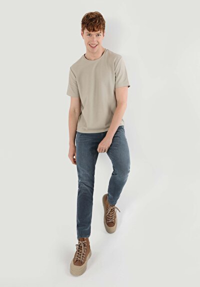 صورة من عادي مقاس رقبة مستديرة جاكار رجالي بيج كم قصير تي شيرت