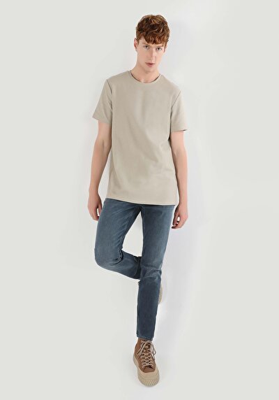 اعرض التفاصيل لـ عادي مقاس رقبة مستديرة جاكار رجالي بيج كم قصير تي شيرت