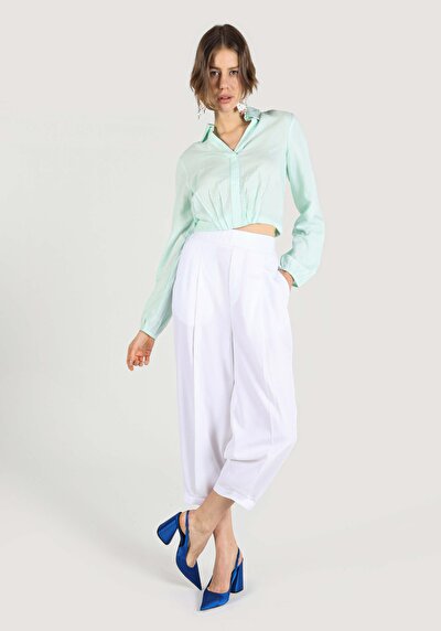 اعرض التفاصيل لـ عادي بقصة رفع الخصر ساق واسعة نسائي بنطلون أبيض