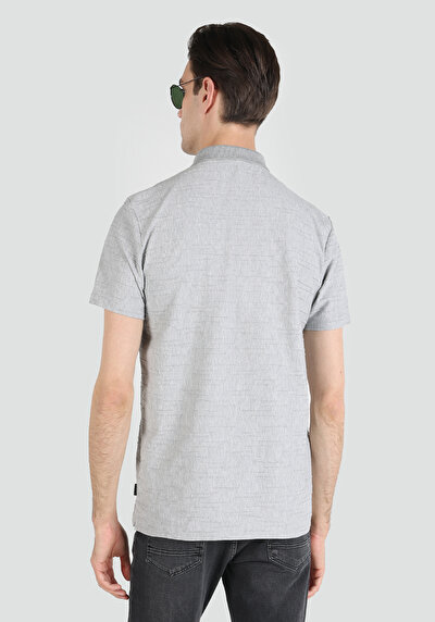 صورة من بولو الرقبة مستقيم رجالي رمادي كم قصير تي شيرت