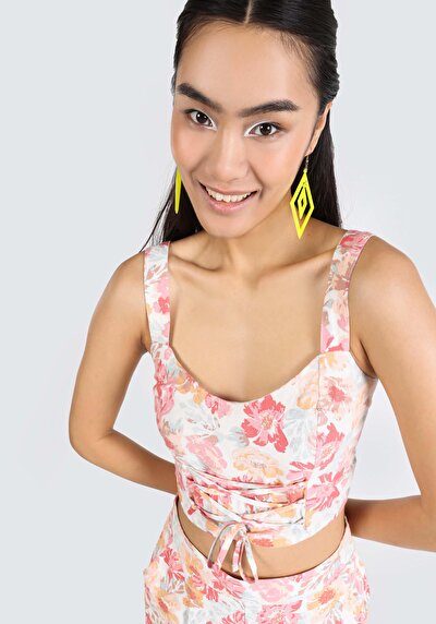 صورة من نحيف  رقبة على شكل V أزهار نسائي متعدد الألوان بلا أكمام قميص