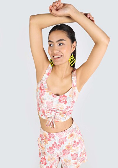 اعرض التفاصيل لـ نحيف  رقبة على شكل V أزهار نسائي متعدد الألوان بلا أكمام قميص