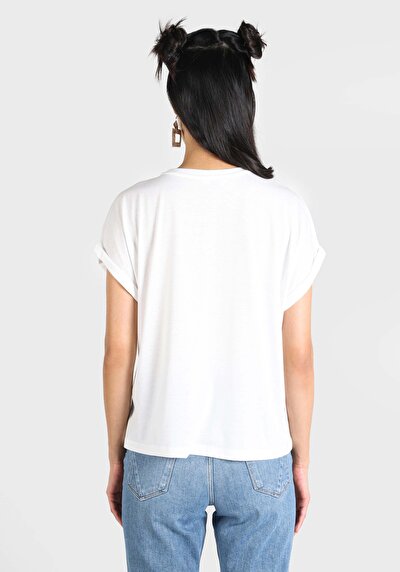 اعرض التفاصيل لـ   رقبة مستديرة نسائي أبيض بأكمام قصيرة تي شيرت