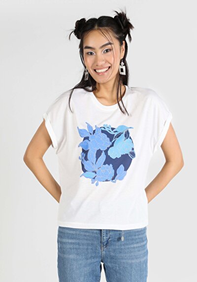 اعرض التفاصيل لـ   رقبة مستديرة نسائي أبيض بأكمام قصيرة تي شيرت