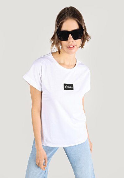 اعرض التفاصيل لـ أبيض للنساء تي شيرت بأكمام قصيرة