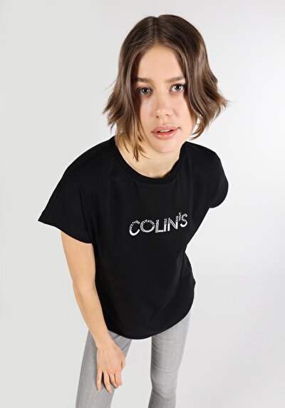 اعرض التفاصيل لـ أسود للنساء تي شيرت بأكمام قصيرة