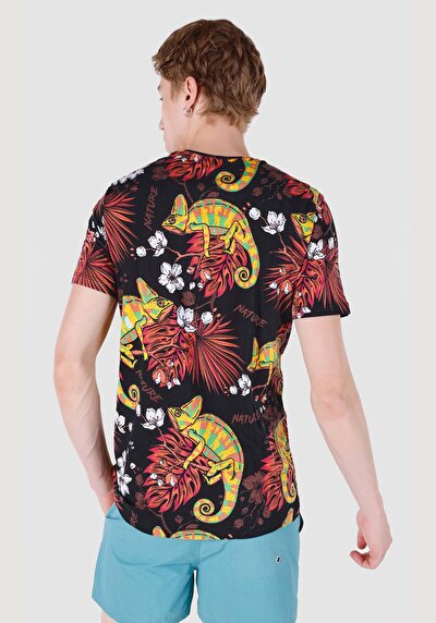 اعرض التفاصيل لـ   رقبة مستديرة مطبوعة رجالي متعدد الألوان كم قصير تي شيرت