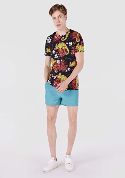 اعرض التفاصيل لـ   رقبة مستديرة مطبوعة رجالي متعدد الألوان كم قصير تي شيرت