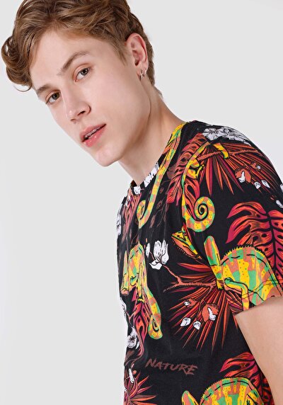 اعرض التفاصيل لـ   رقبة مستديرة مطبوعة رجالي متعدد الألوان كم قصير تي شيرت