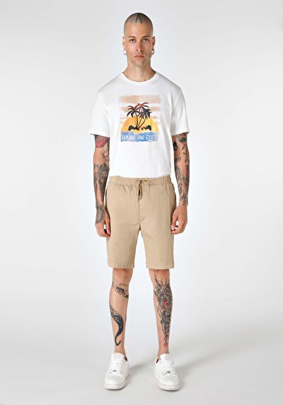 صورة من شورت رجالي بني متوسط الخصر مقاس عادي Cl1064127