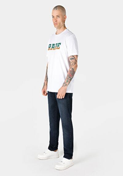 صورة من عادي قصة رقبة مستديرة رجالي أبيض كم قصير تي شيرت