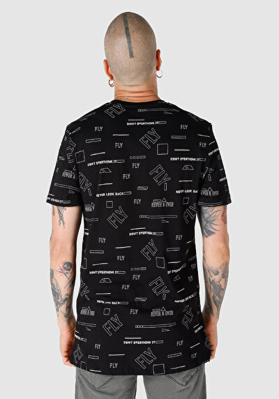 صورة من عادي قصة رقبة مستديرة رجالي أسود كم قصير تي شيرت