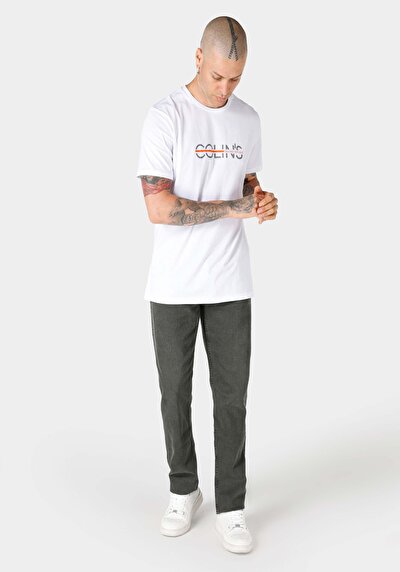 صورة من أبيض للرجال تي شيرت بأكمام قصيرة