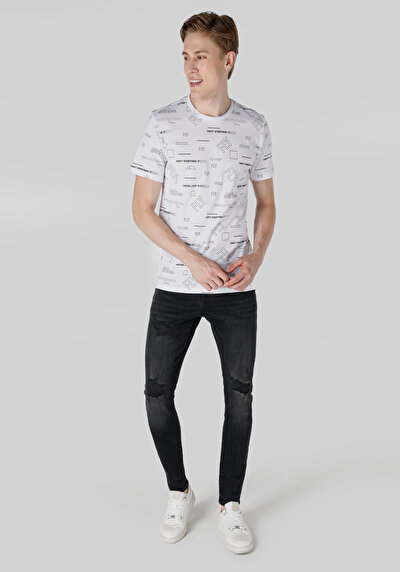 اعرض التفاصيل لـ عادي قصة رقبة مستديرة رجالي أبيض كم قصير تي شيرت