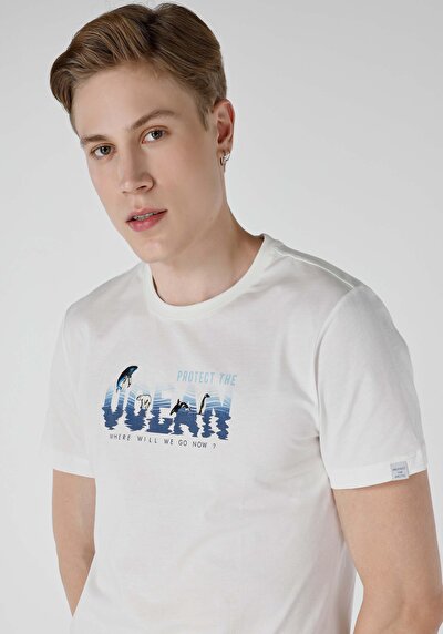 اعرض التفاصيل لـ أبيض للرجال تي شيرت بأكمام قصيرة