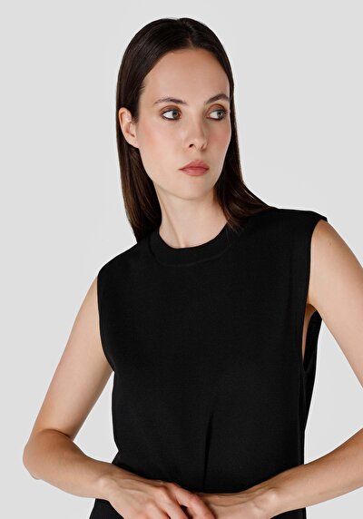 اعرض التفاصيل لـ نحيف  مستقيم نسائي أسود بلا أكمام فستان