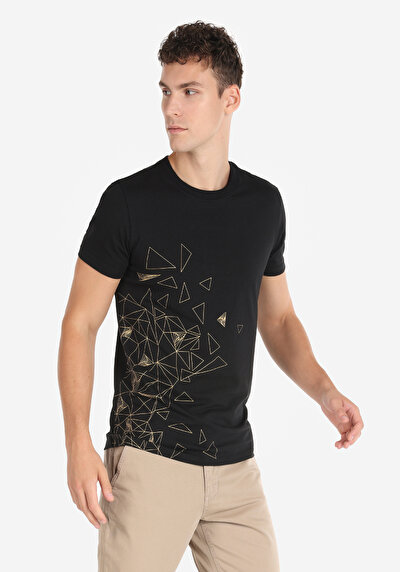 صورة من أسود للرجال تي شيرت بأكمام قصيرة